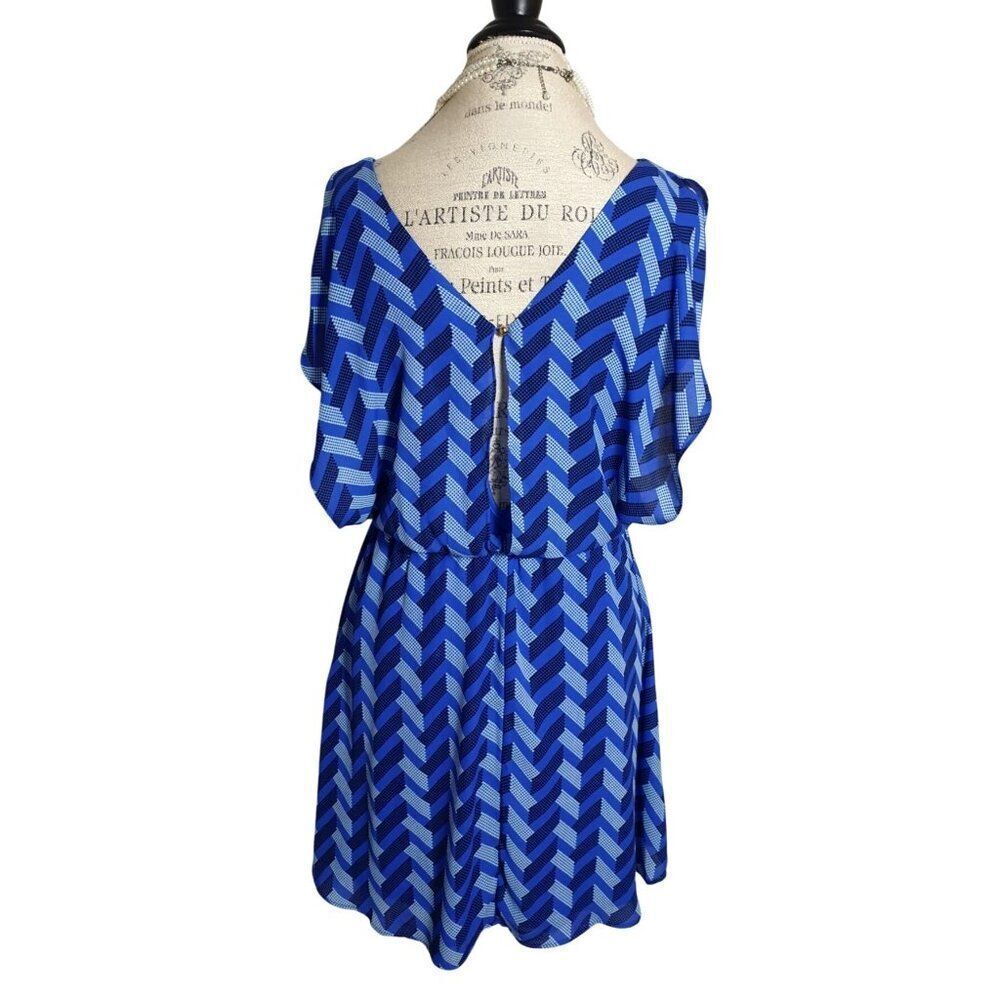 Candies Blue Chevron Mini Dress M Y2k Butterfly Open Back Detail Coquette Casual - Picture 2 of 6